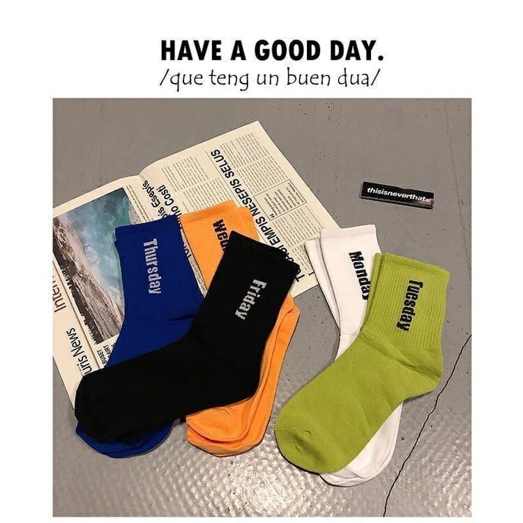 5Pairs/Pack Week Days Foot Socks