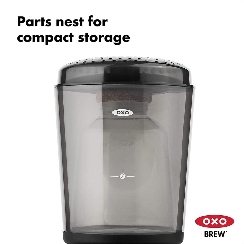 OXO Compact Cold Brew Coffee Maker ports nest for compact storage