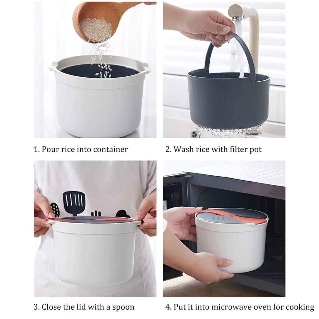 Microwave Rice Cooker Microwave Rice Steamer Bowl Cooker Tools Kitchen Utensils