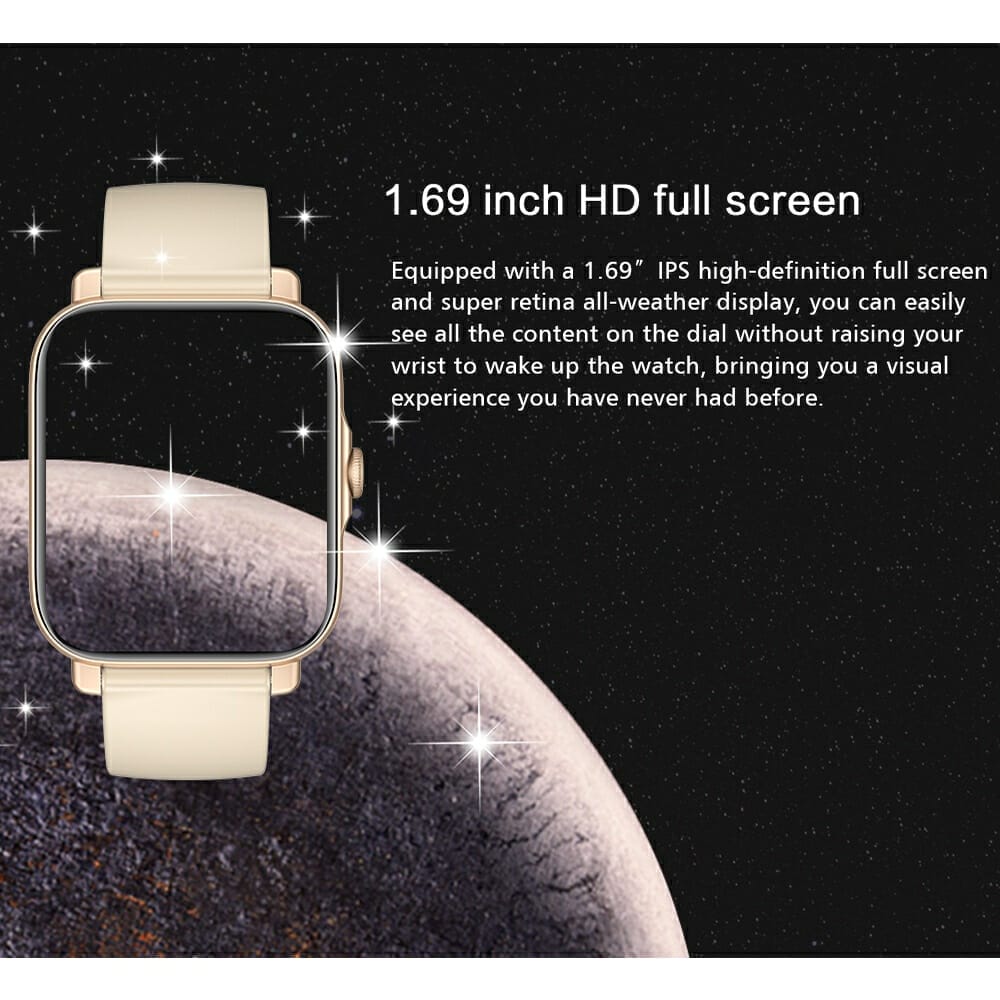 Aolon T500 Smart Watch with planet background.