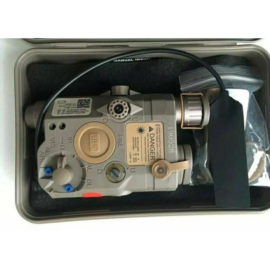 A Element PEQ-15 Transparent Flashlight is securely stored in a case.