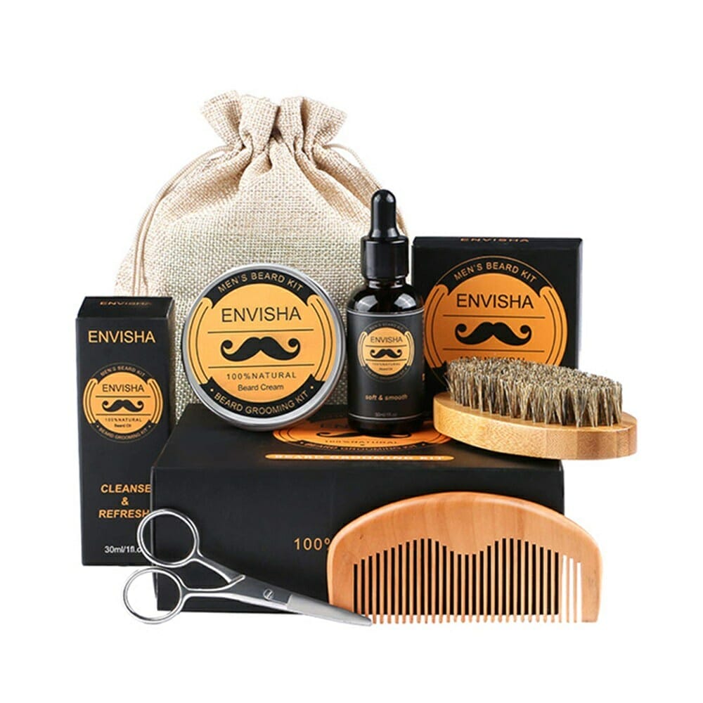 HailiCare 5 Pcs. Set Men Shaver Beard Grower Grooming Kit Mustache and Styling Tools