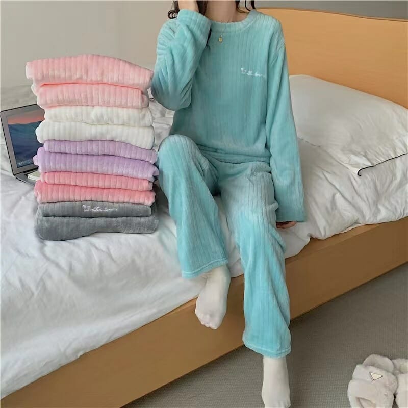Pajamas Terno Sleepwear for Women Tops Long Pants Loungewear