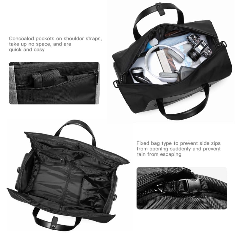 A OZUKO Waterproof Large Capacity Duffle Bag with different compartments.