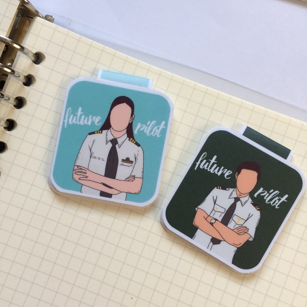 Two Future Career Magnetic Bookmarks with the words 'future pilot' and 'future pilot' on them.